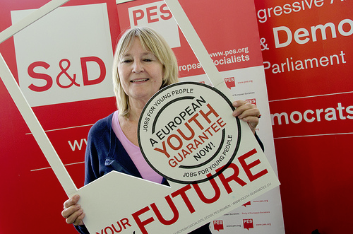 Marita Ulvskog MEP with the European Youth Guarantee photo frame